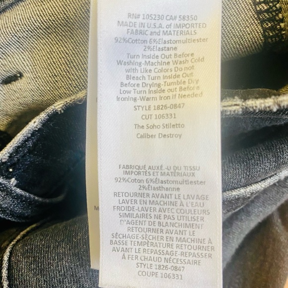 CURRENT/ELLIOTT Soho Stiletto Caliber Destroyed Skinny Jeans in Charcoal Gray - Picture 7 of 7